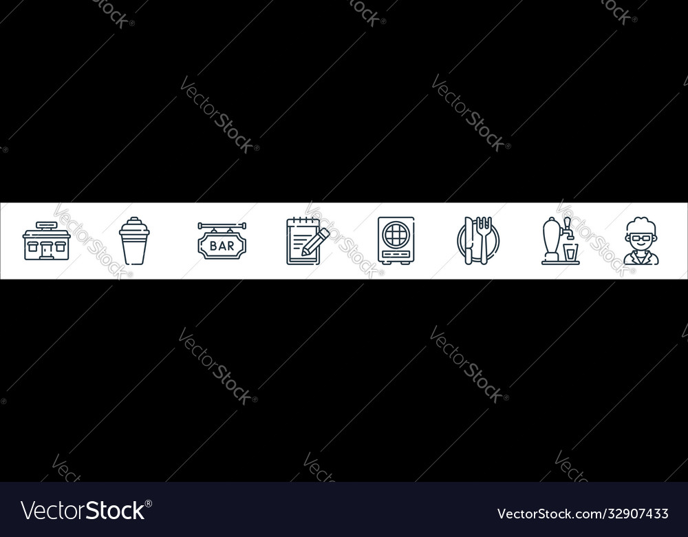Bar line icons linear set quality vector image Bar line icons linear set quality