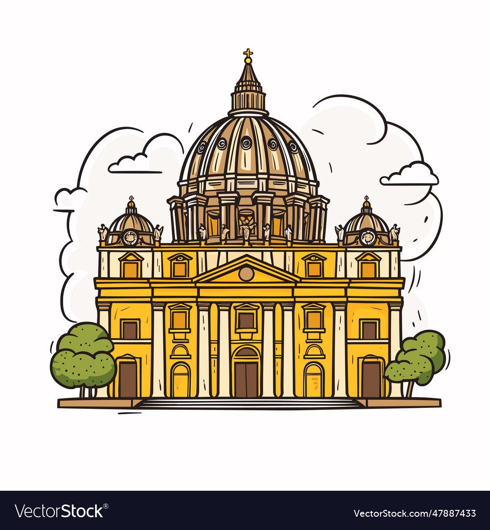 Basilica of saint peter hand-drawn comic Vector Image