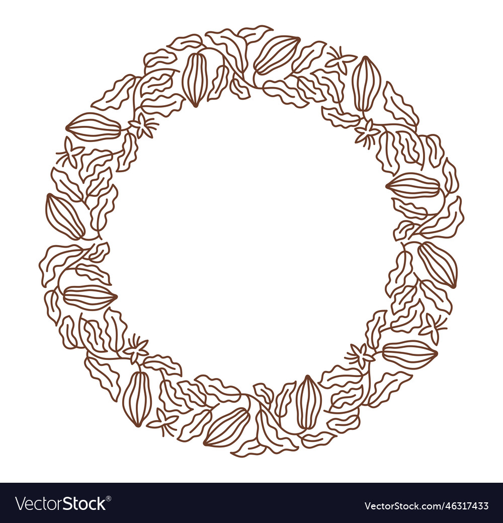 Cocoa bean circle frame background beans