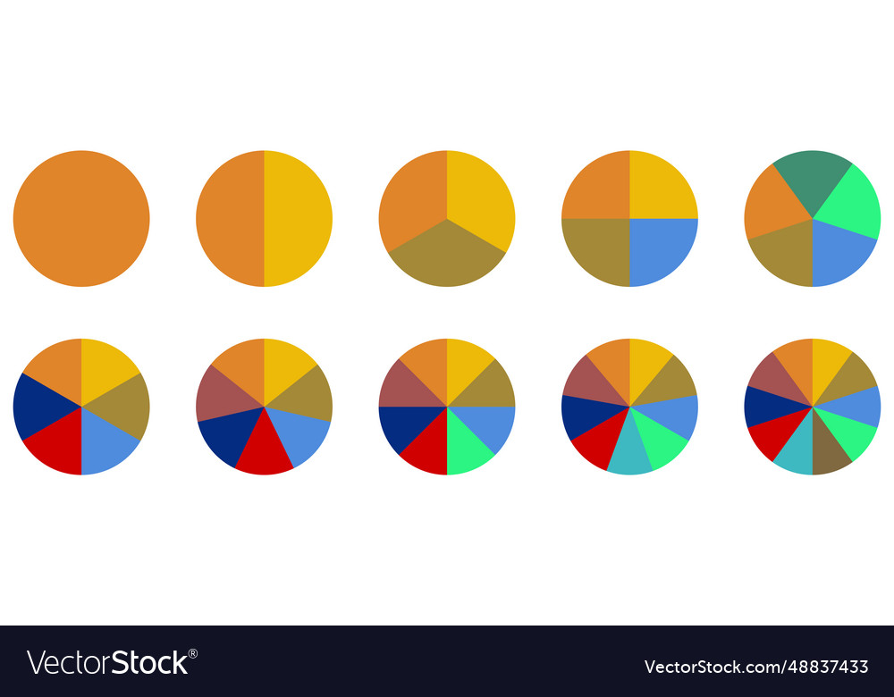 Collection of circle pie chart icons colorful Vector Image