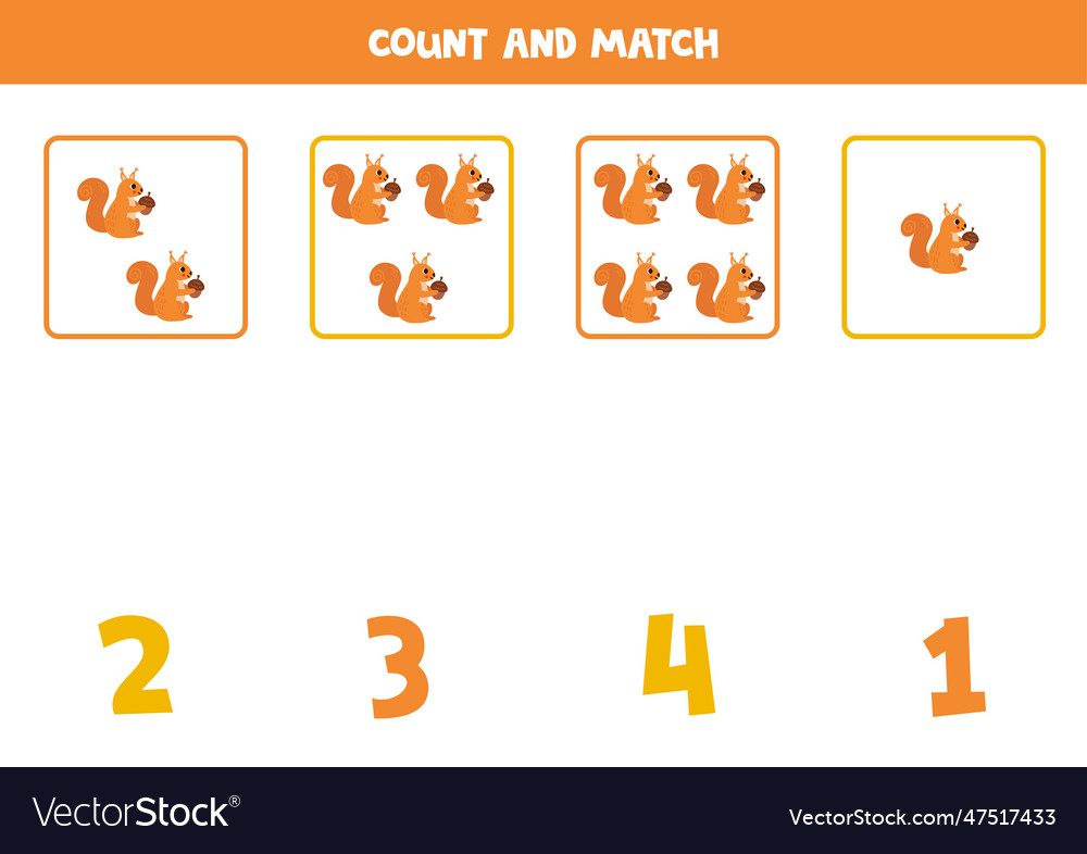 Counting game for kids count all squirrels