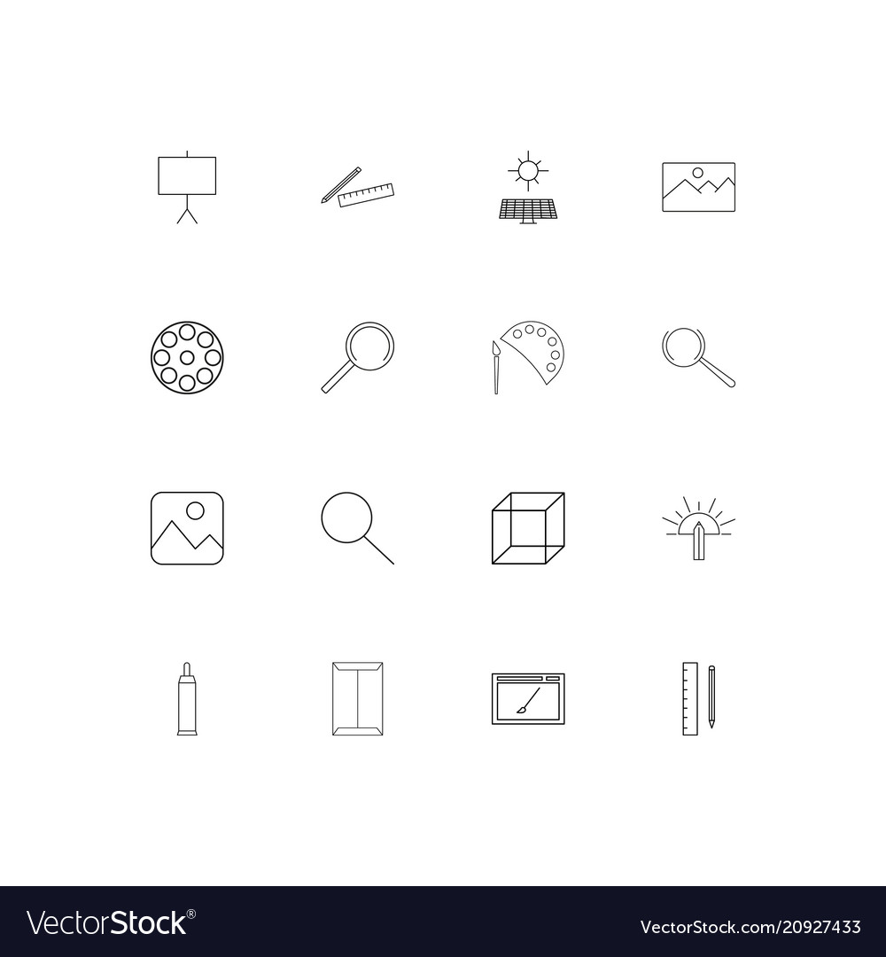 Creative process and design linear thin icons set