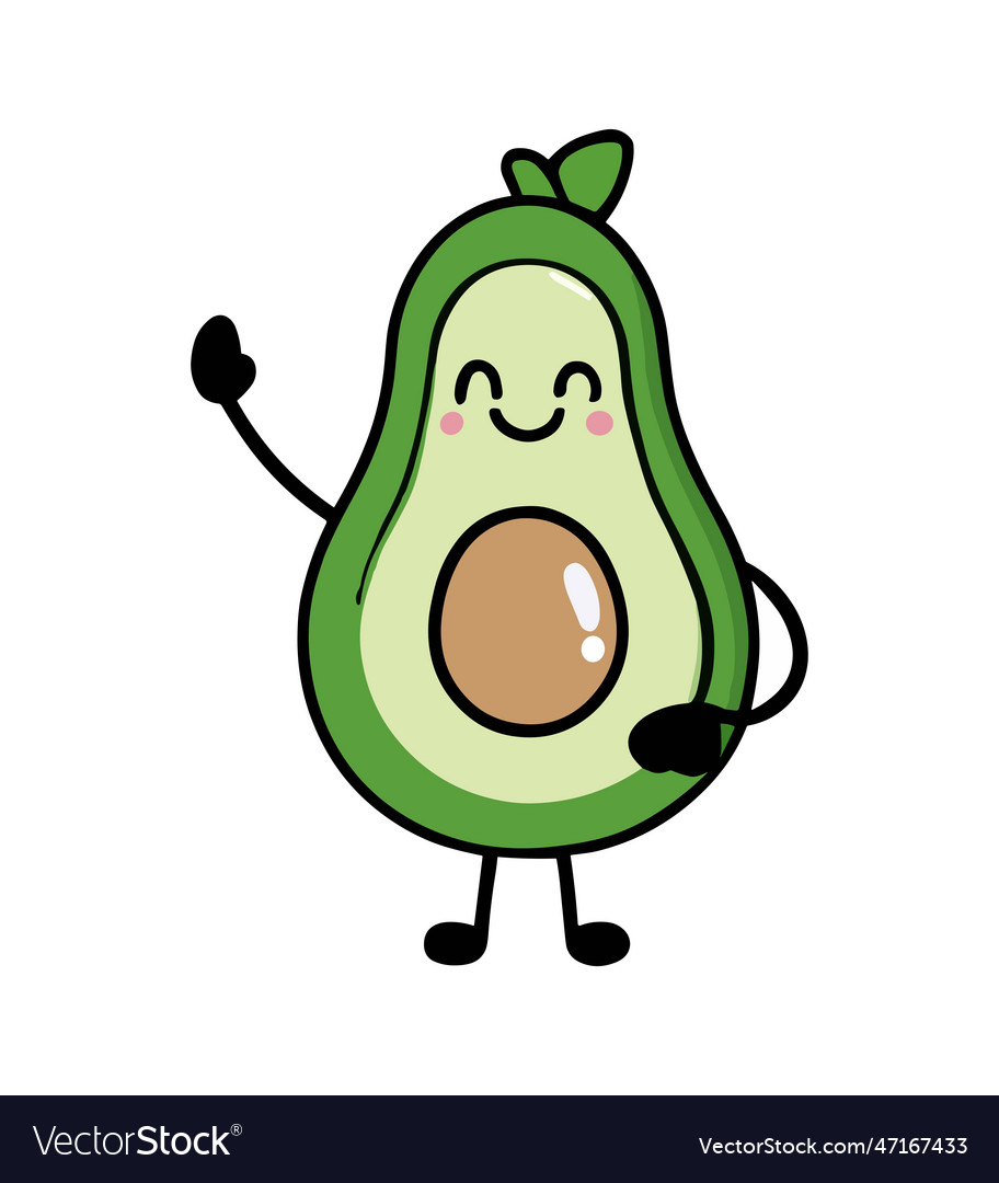 Cute cartoon avocado character doodle icon Vector Image