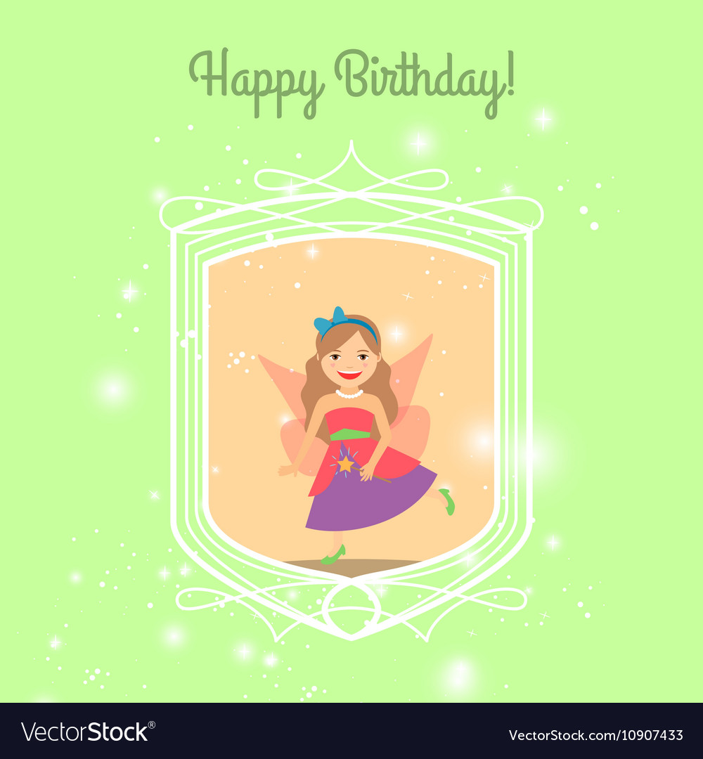 Happy birthday card template with princess