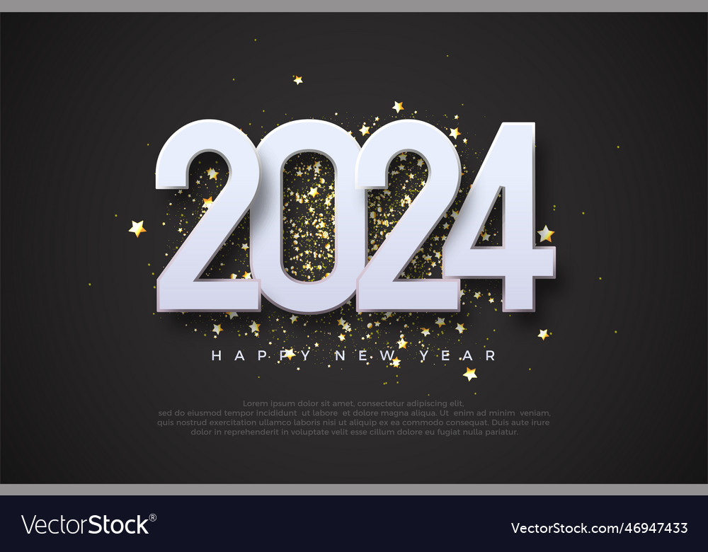 Happy new year 2024 with 3d number over luxury Vector Image