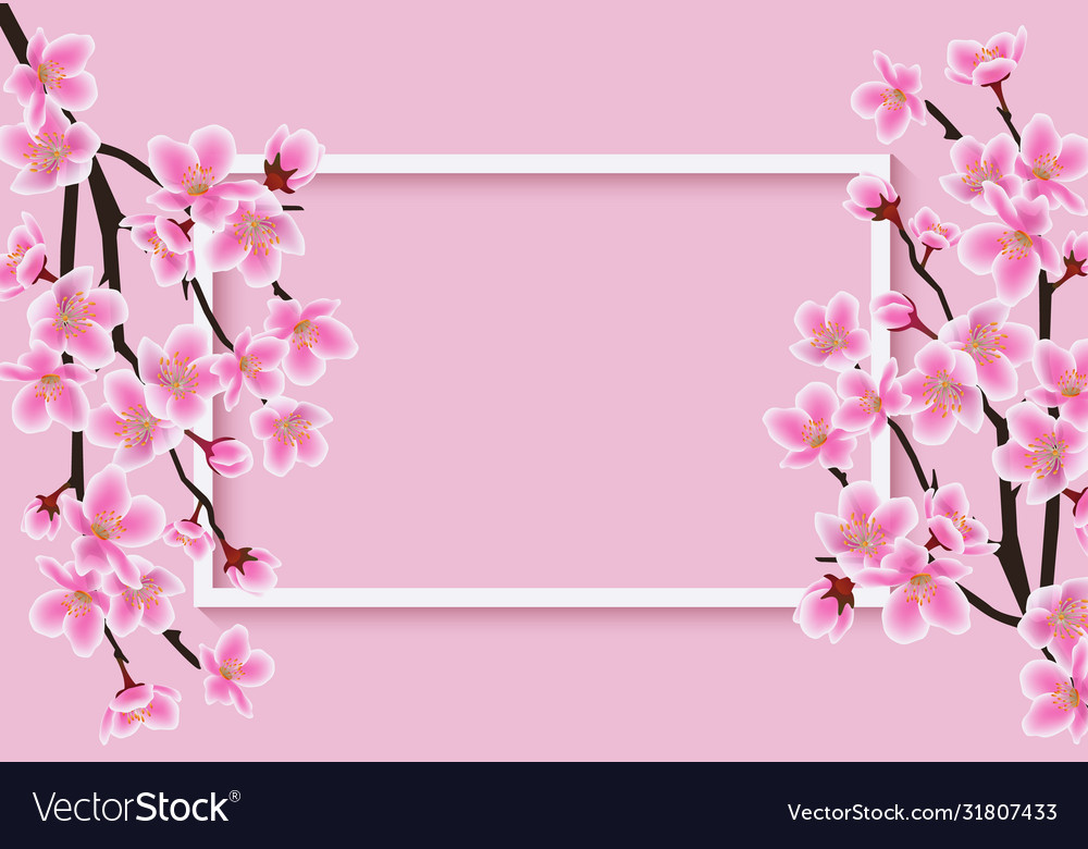 Horizontal rectangle frame with a sakura or cherry