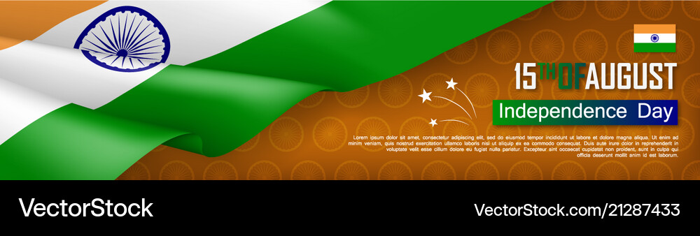 Indian Independence Day Horizontal Web Banner Vector Image