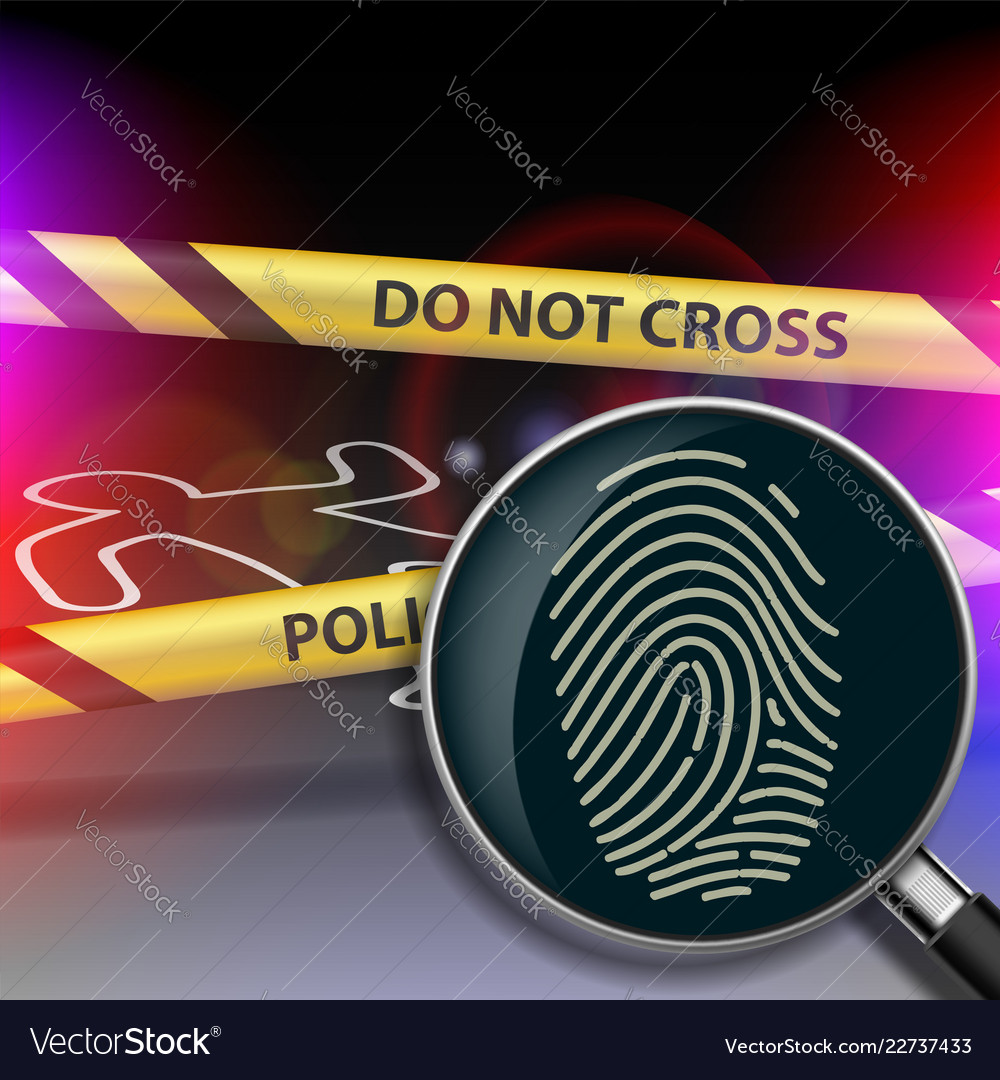 Magnifying Glass With Fingerprint Royalty Free Vector Image