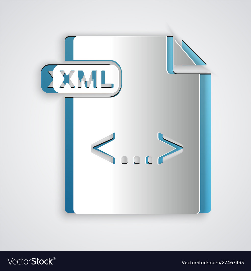 Paper cut xml file document download button vector image Paper cut xml file document download button