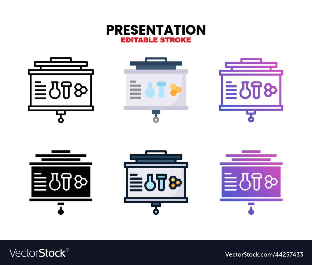 Presentation icon set with different styles vector image Presentation icon set with different styles