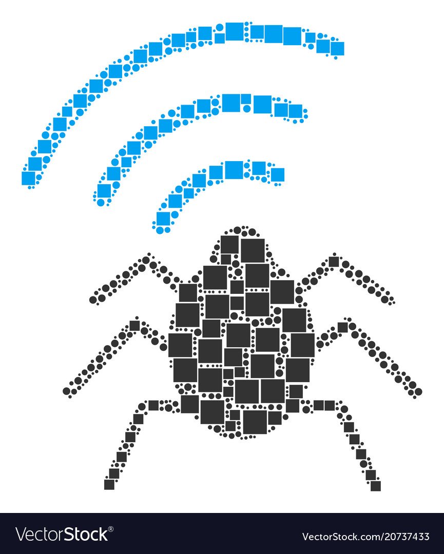 Radio bug mosaic of squares and circles vector image Radio bug mosaic of squares and circles