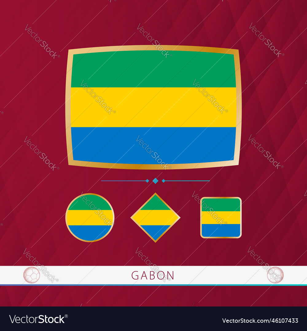 Set of gabon flags with gold frame for use