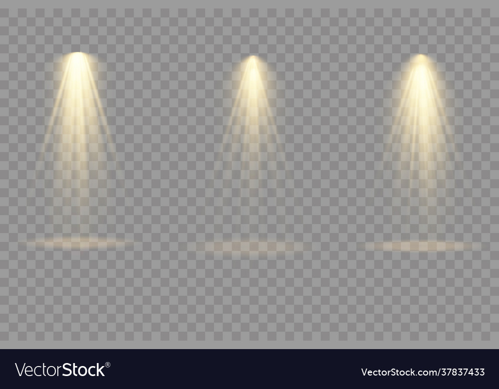 Spotlight projector light effect with yellow rays Vector Image