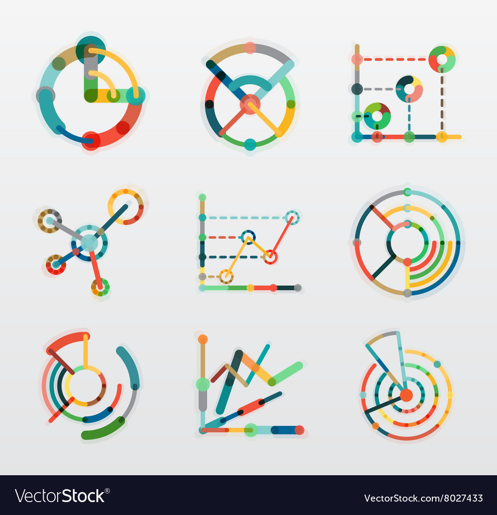 Thin line chart logo set graph icons modern