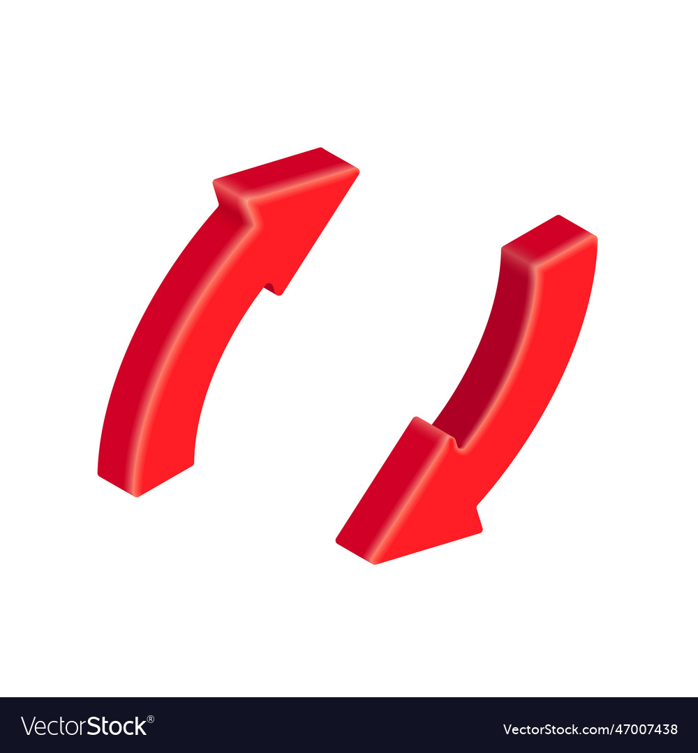 3d red circle arrows isometric round