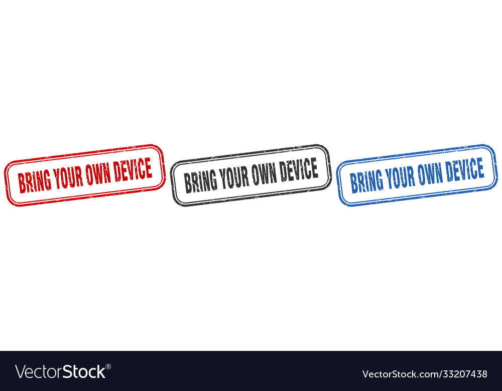 Bring your own device square isolated sign set
