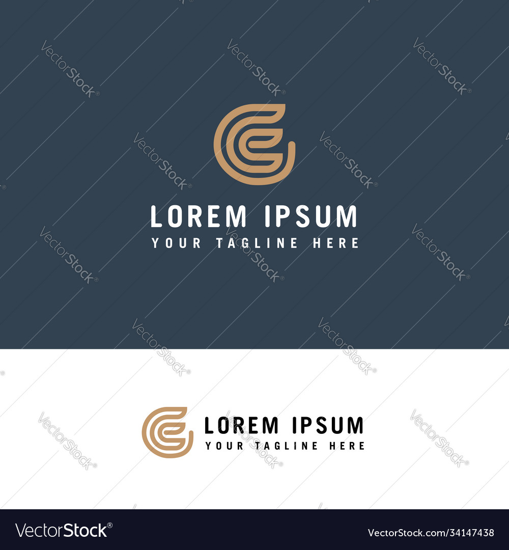 Creative simple initial letter e lines color