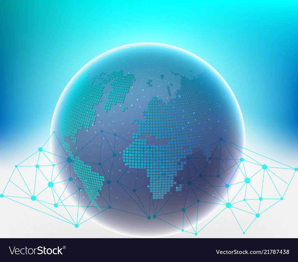 Global world map cloud data information network vector image Global world map cloud data information network