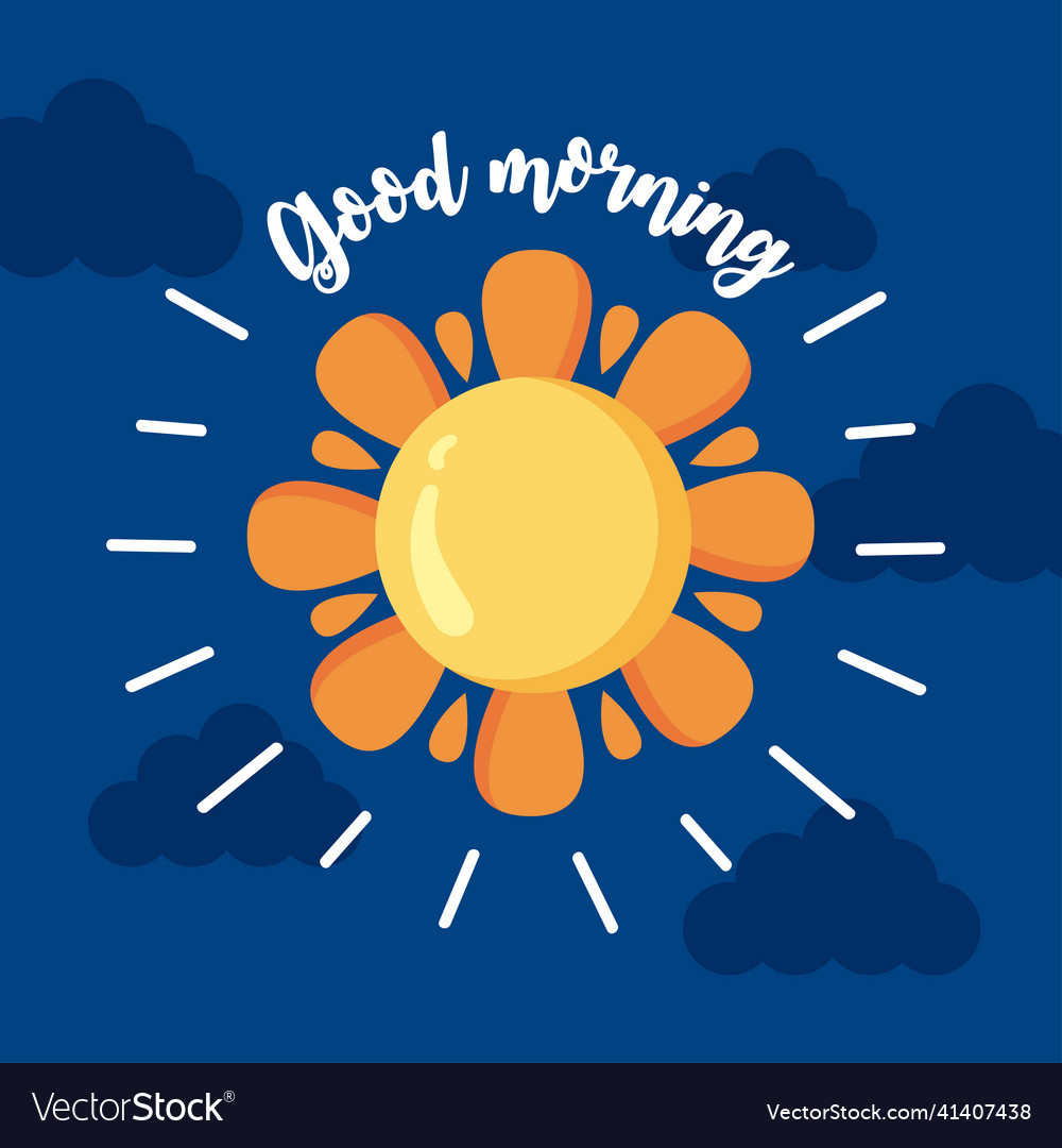 Good morning lettering with sunflower Royalty Free Vector