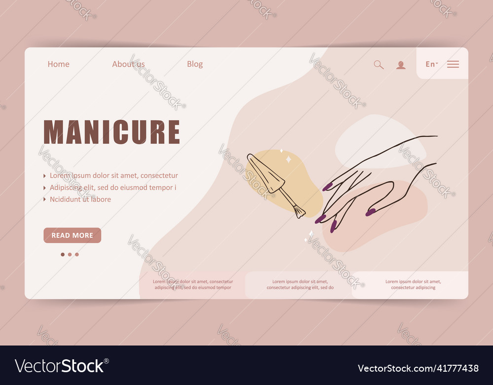 Manicure service landing page template linear Vector Image Manicure service landing page template linear