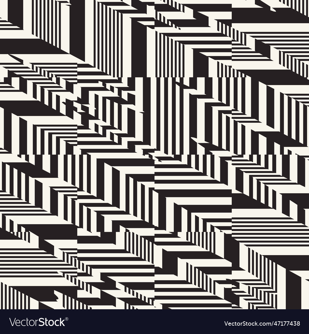 Monochrome glitch effect textured zigzag pattern vector image Monochrome glitch effect textured zigzag pattern