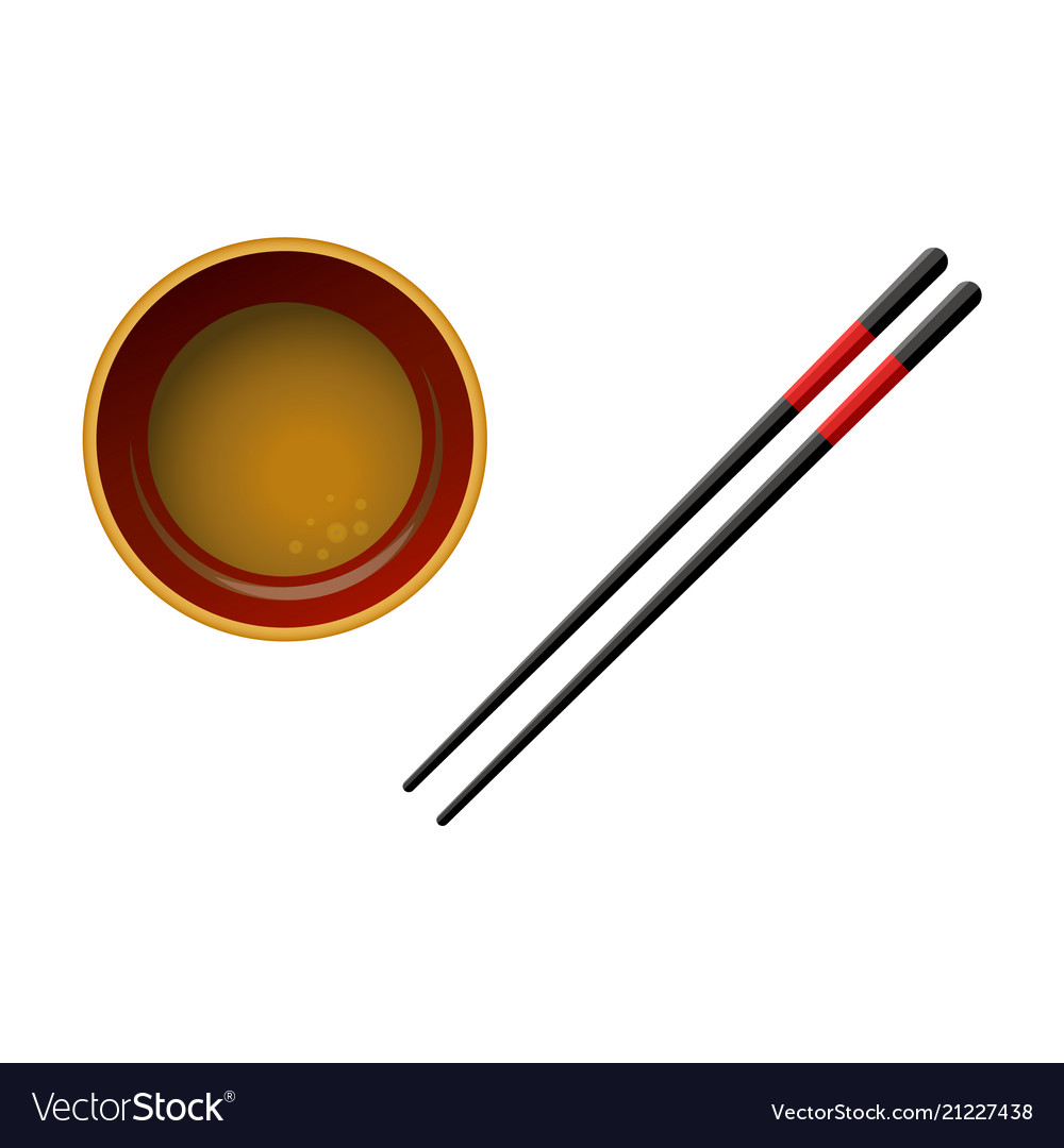 Pair Of Black Wooden Chopsticks With Red Lines And Pair Of Black Wooden Chopsticks With Red Lines And Vector Image