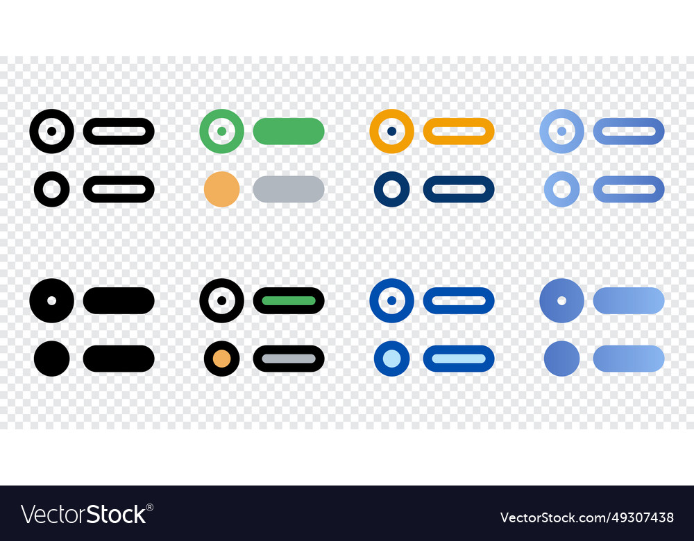Radio button icons in different style vector image Radio button icons in different style