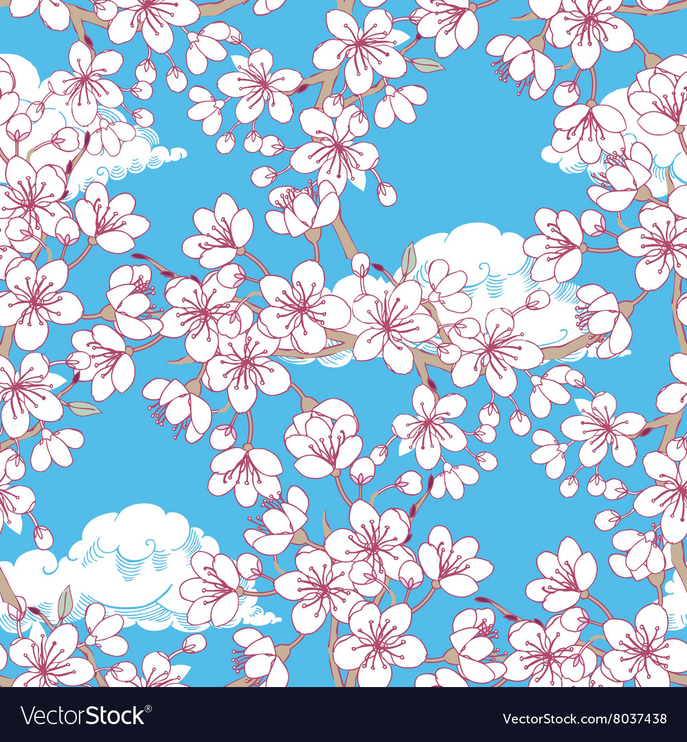 Sakura Blossom Seamless Pattern