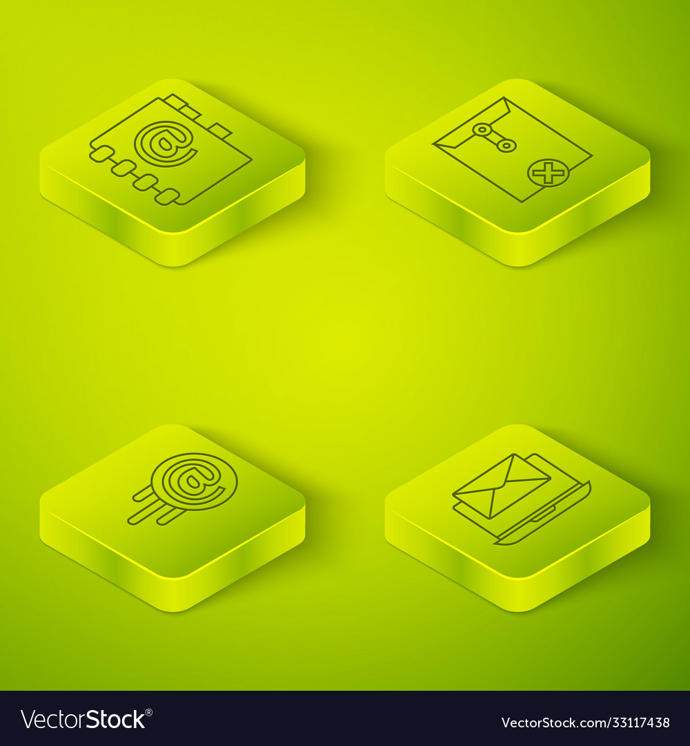 Set isometric delete envelope mail and e-mail vector image Set isometric delete envelope mail and e-mail
