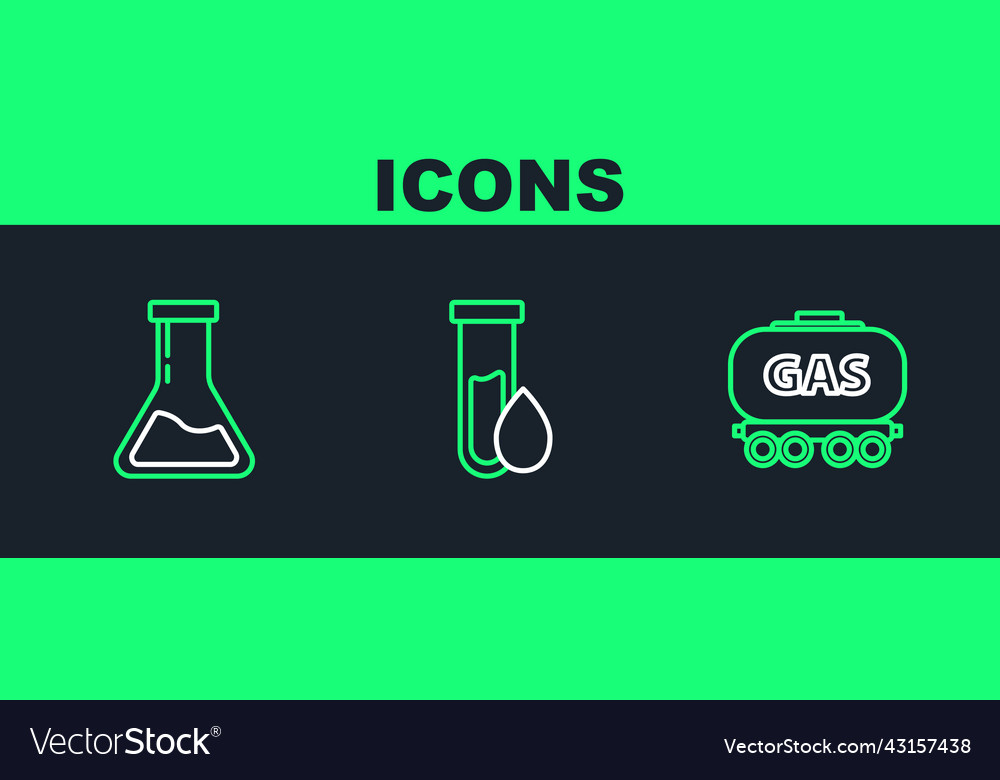 Set line gas railway cistern test tube and flask vector image Set line gas railway cistern test tube and flask
