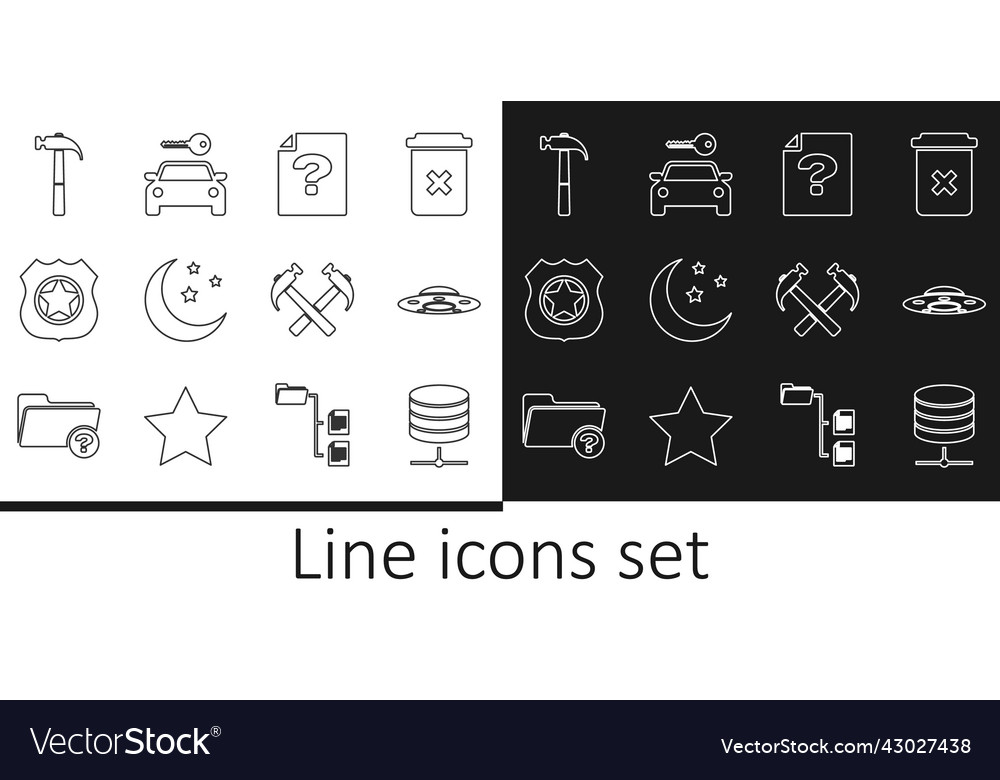 Set line server data web hosting ufo flying vector image Set line server data web hosting ufo flying