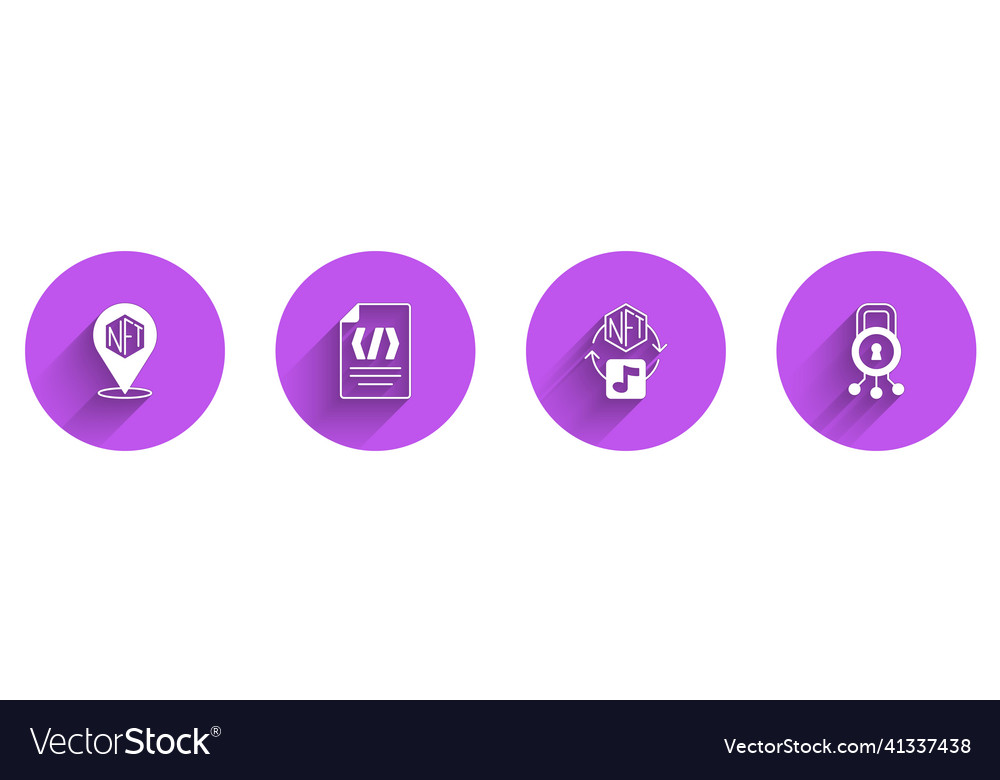 Set nft digital crypto art binary code and cyber