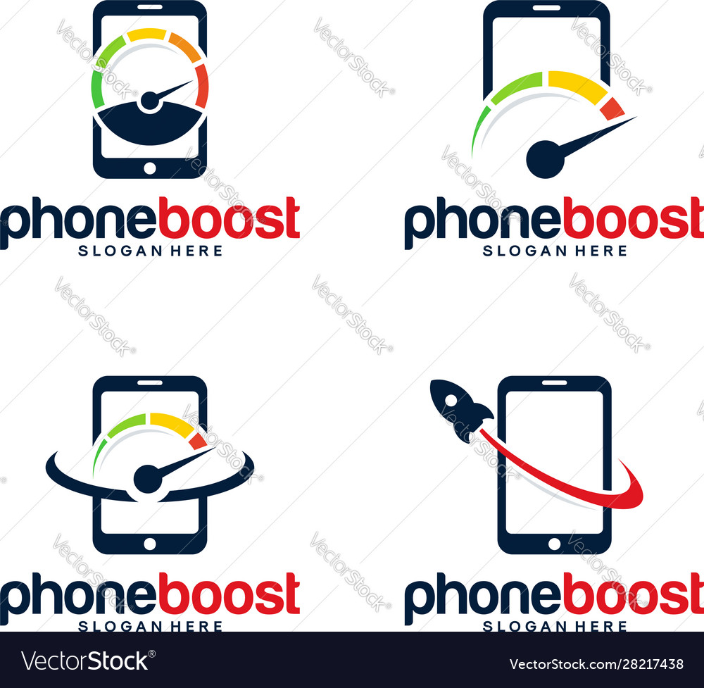 Set phone booster logo template designsphone