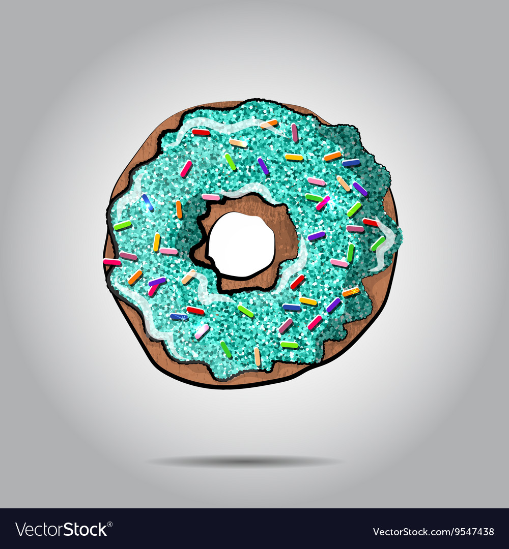 Sweet donut with blue glaze and many