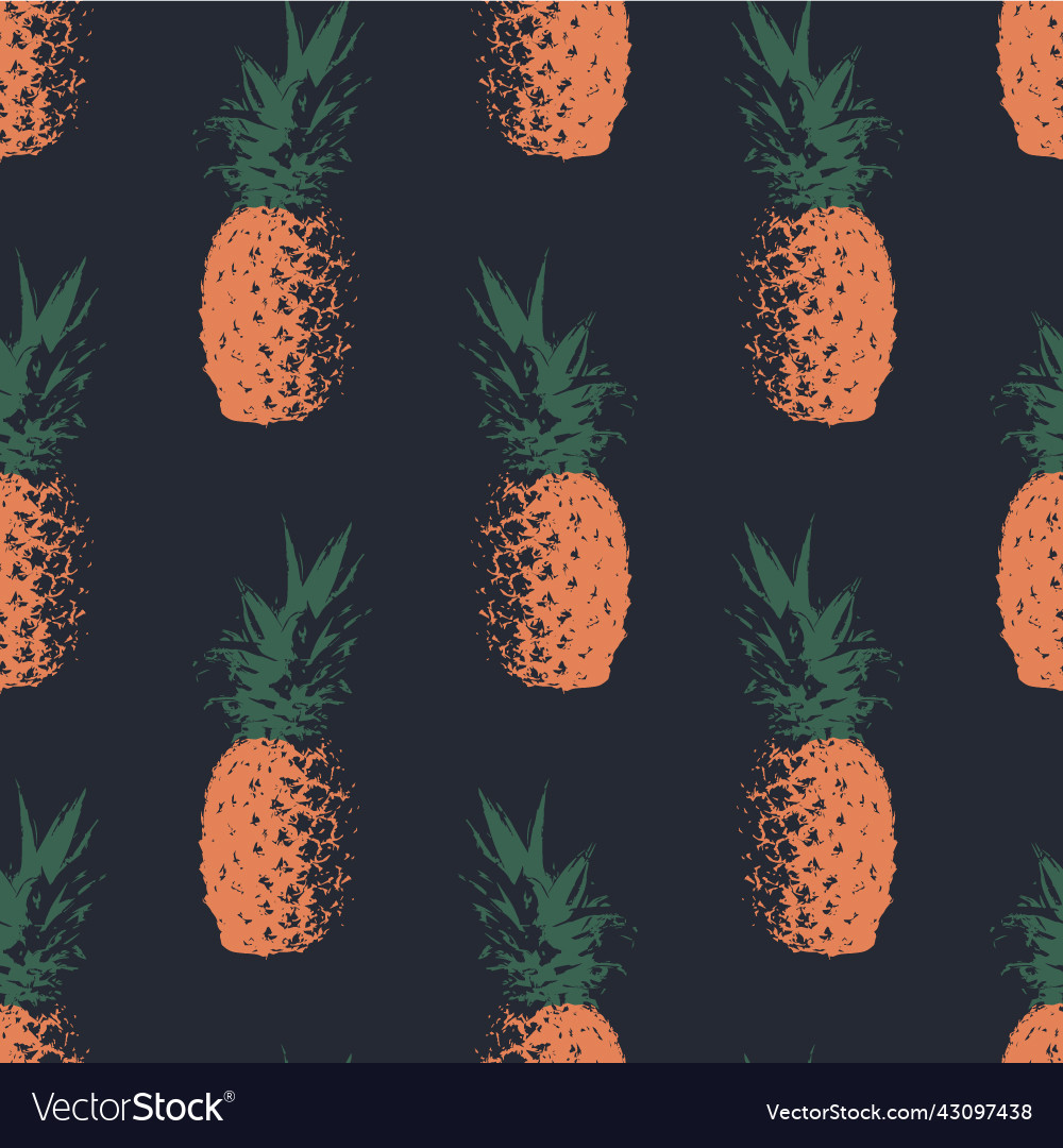 Tropical retro pineapple seamless pattern