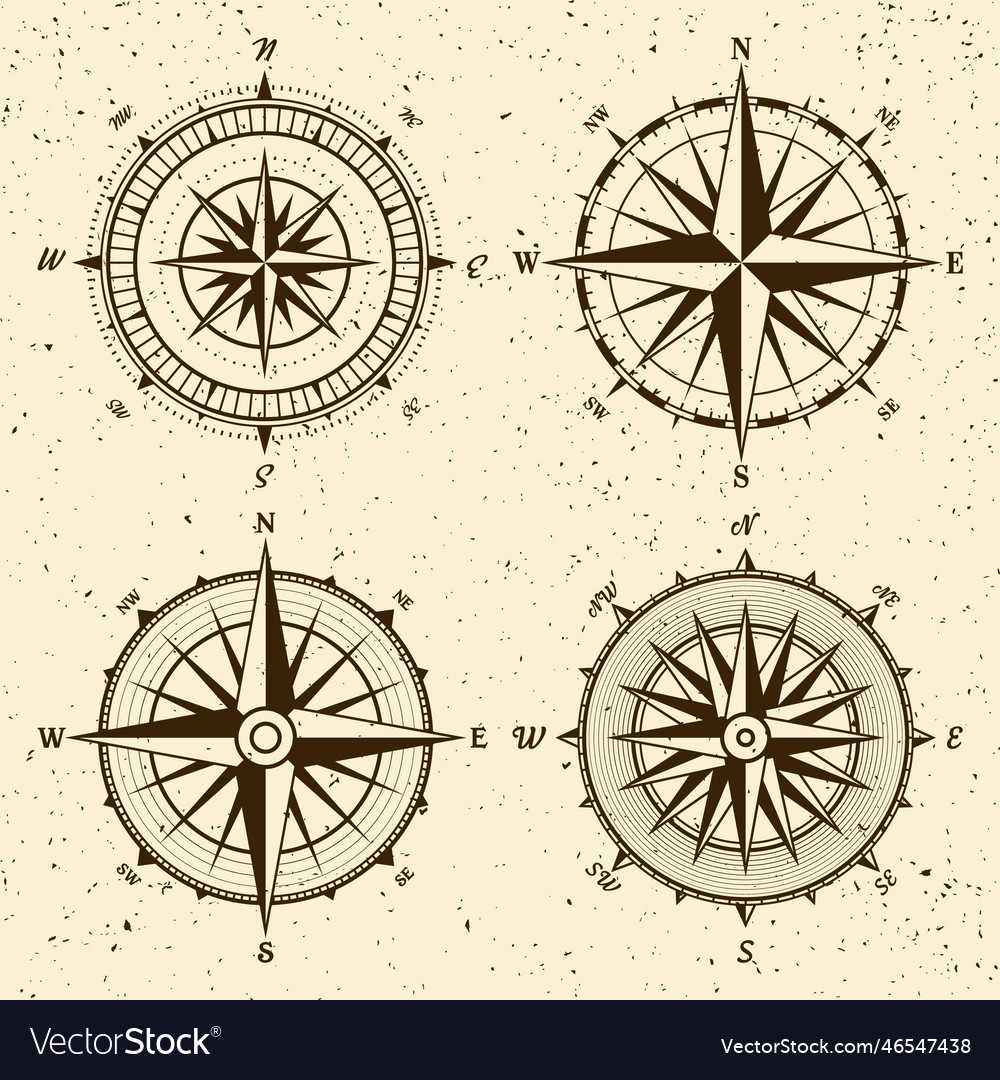 Vintage Marine Wind Rose Nautical Chart Royalty Free Vector