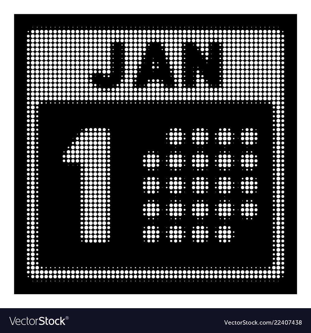 White halftone january first icon