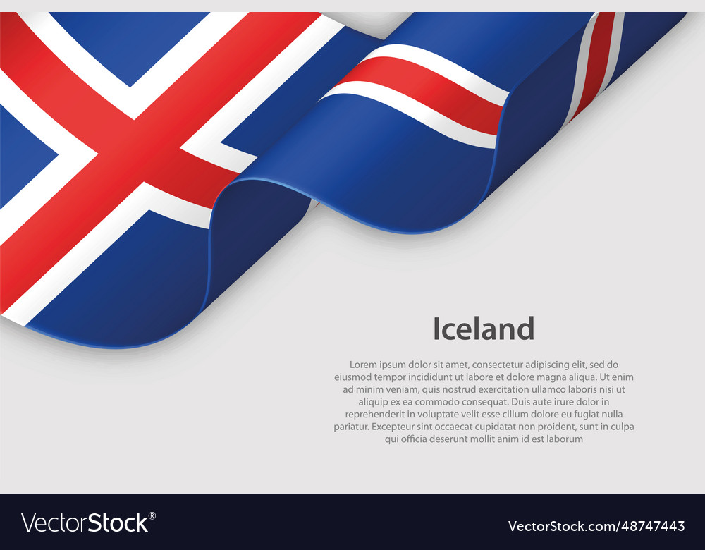 3d ribbon with national flag iceland isolated