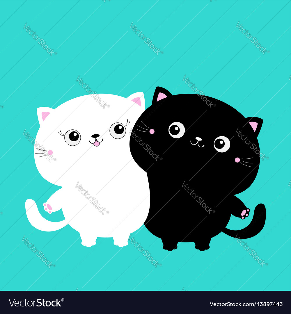 Black white cat hugging family couple girl boy Vector Image