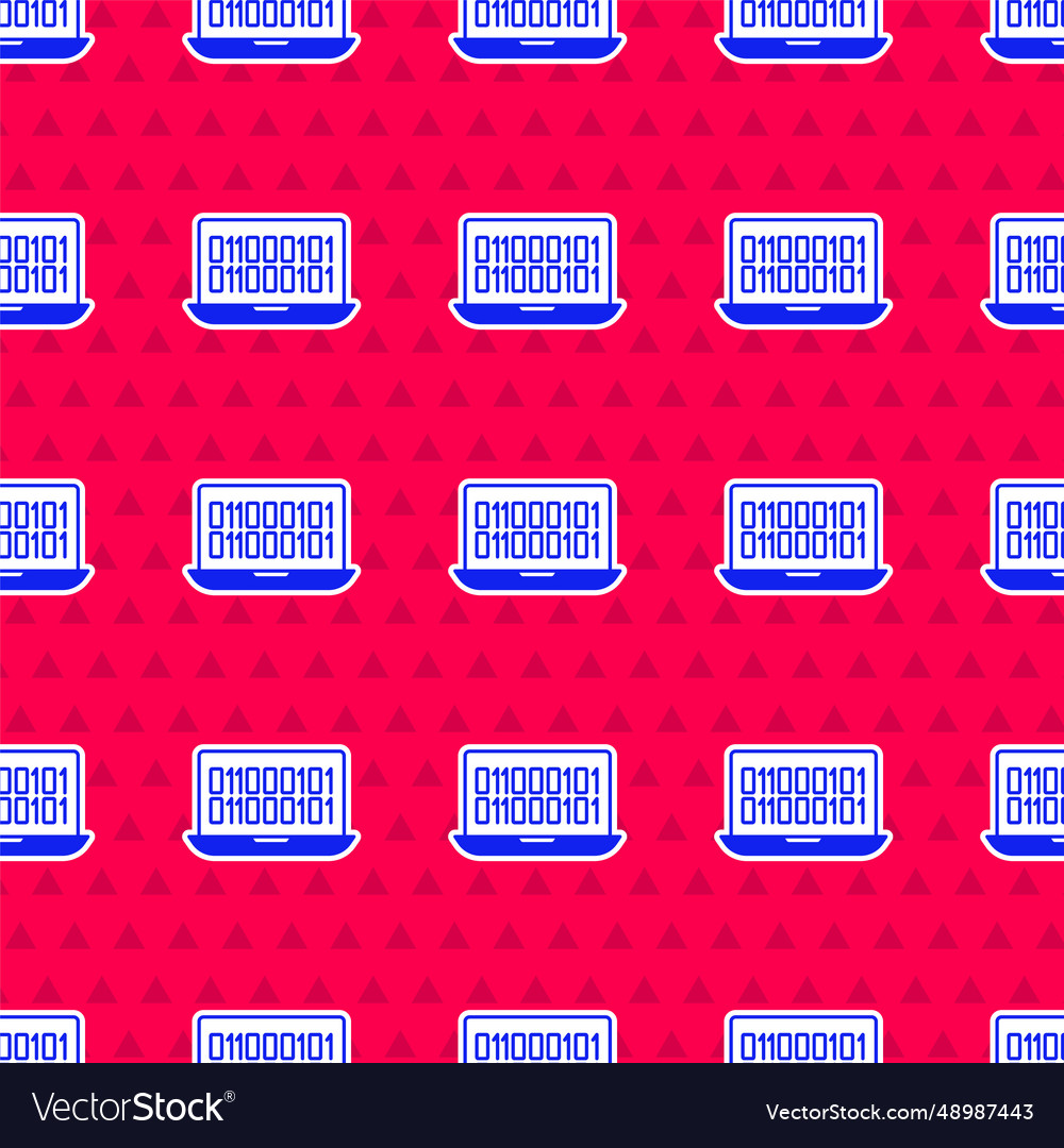Blue binary code icon isolated seamless pattern vector image Blue binary code icon isolated seamless pattern