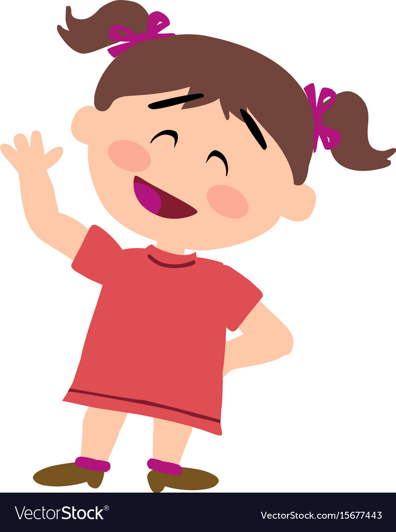 Cartoon character girl greeting Royalty Free Vector Image