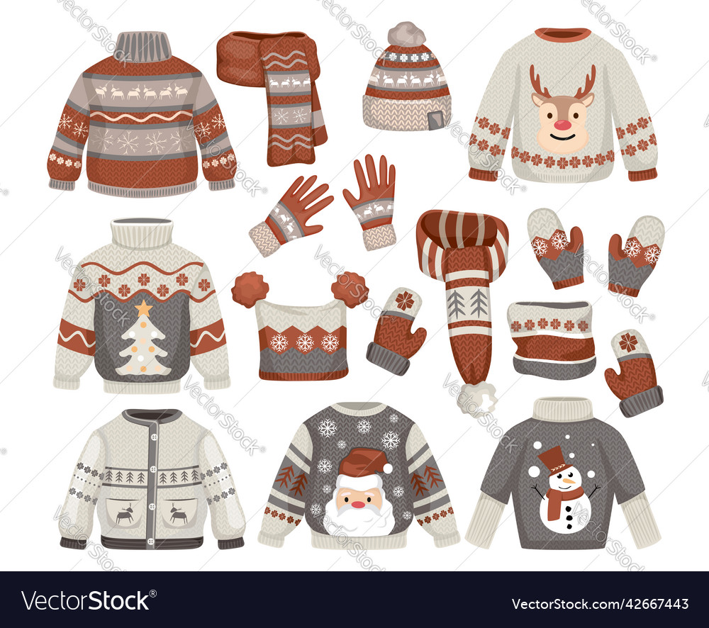 Christmas sweaters icon set