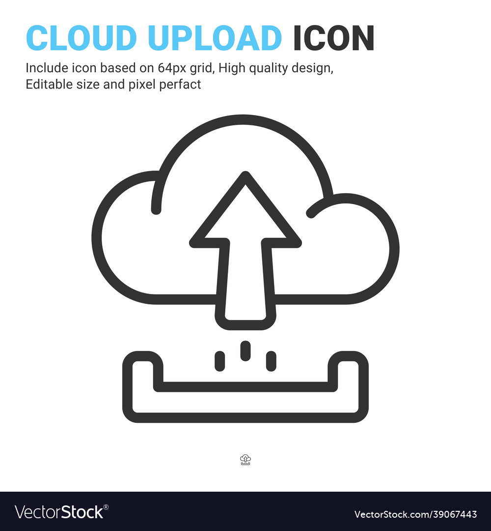Cloud upload icon with outline style isolated vector image Cloud upload icon with outline style isolated