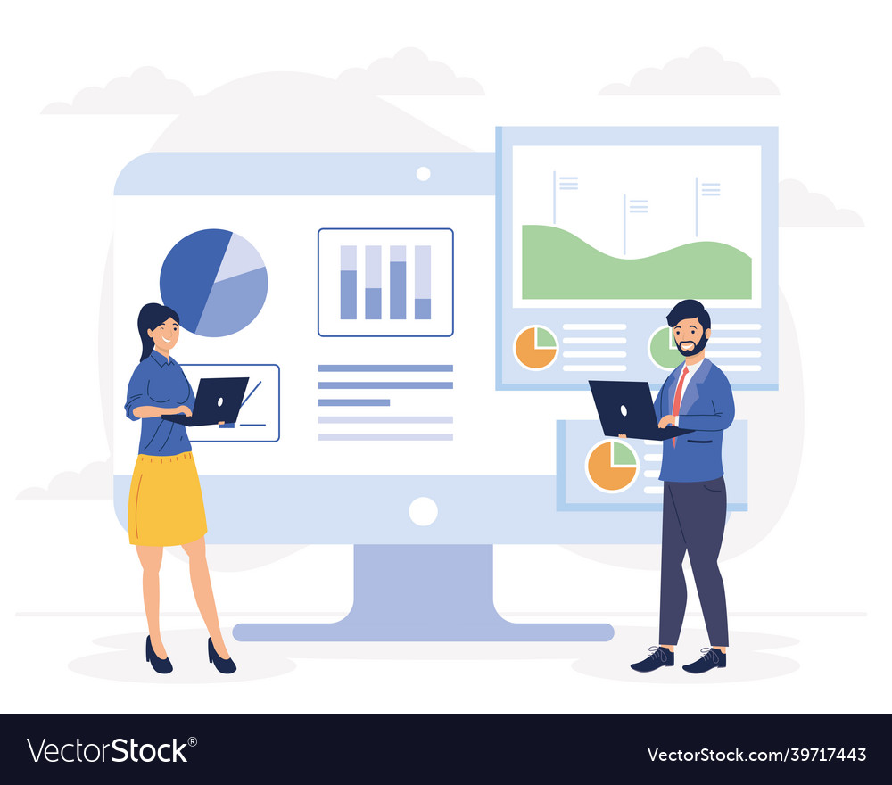 Data management couple Royalty Free Vector Image