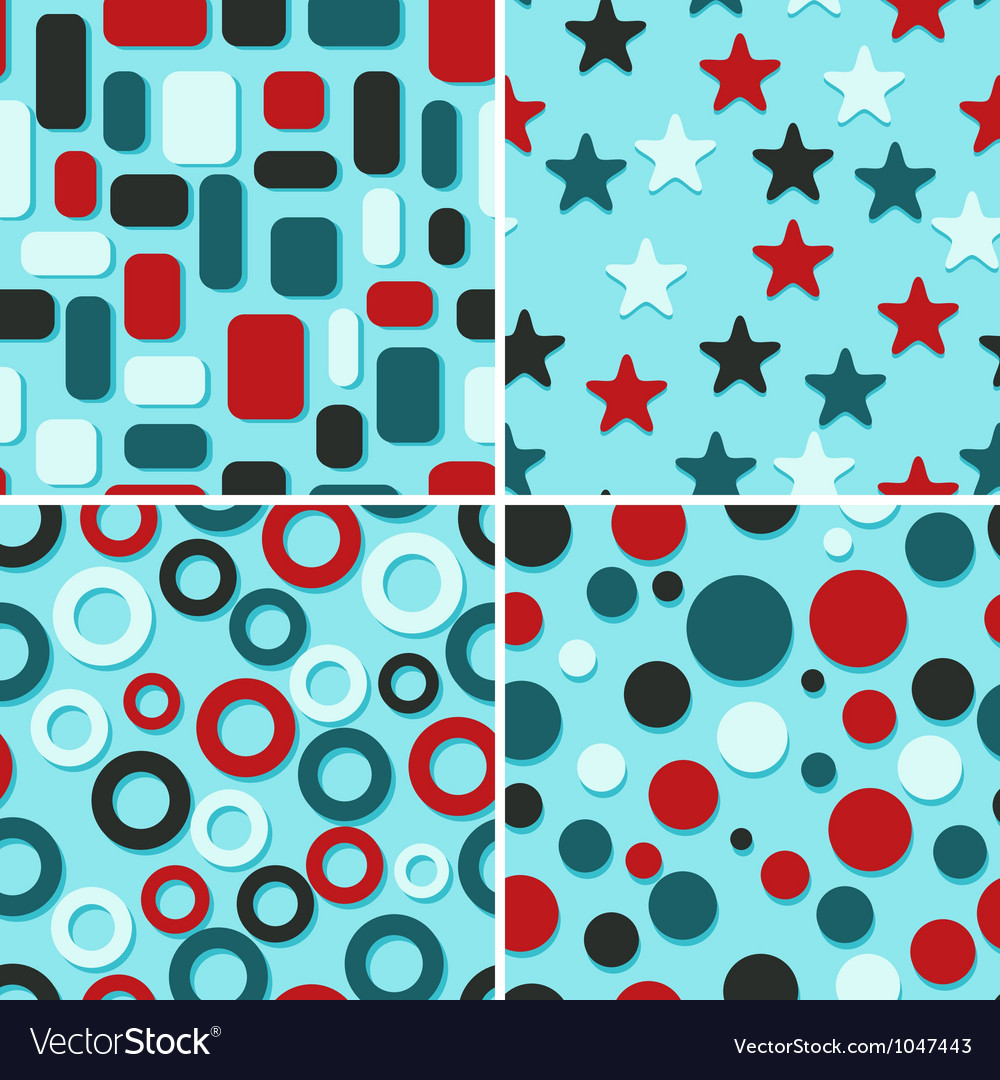 Four retro abstract seamless patterns