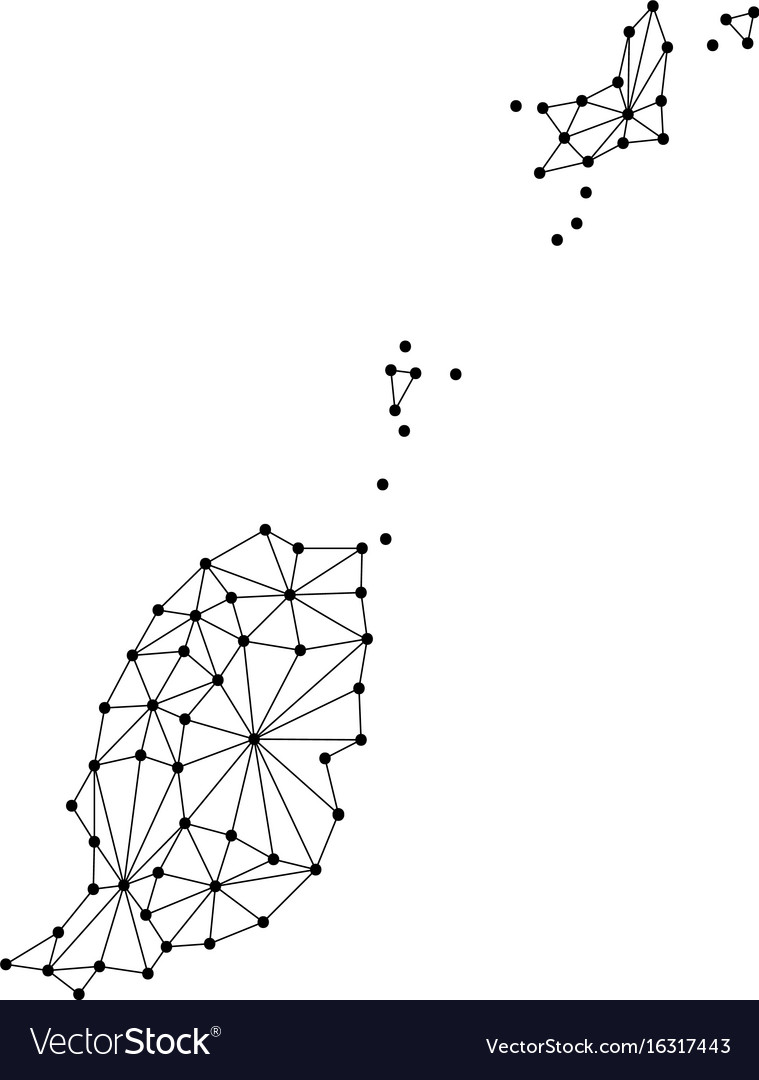 Grenada map of polygonal mosaic lines network