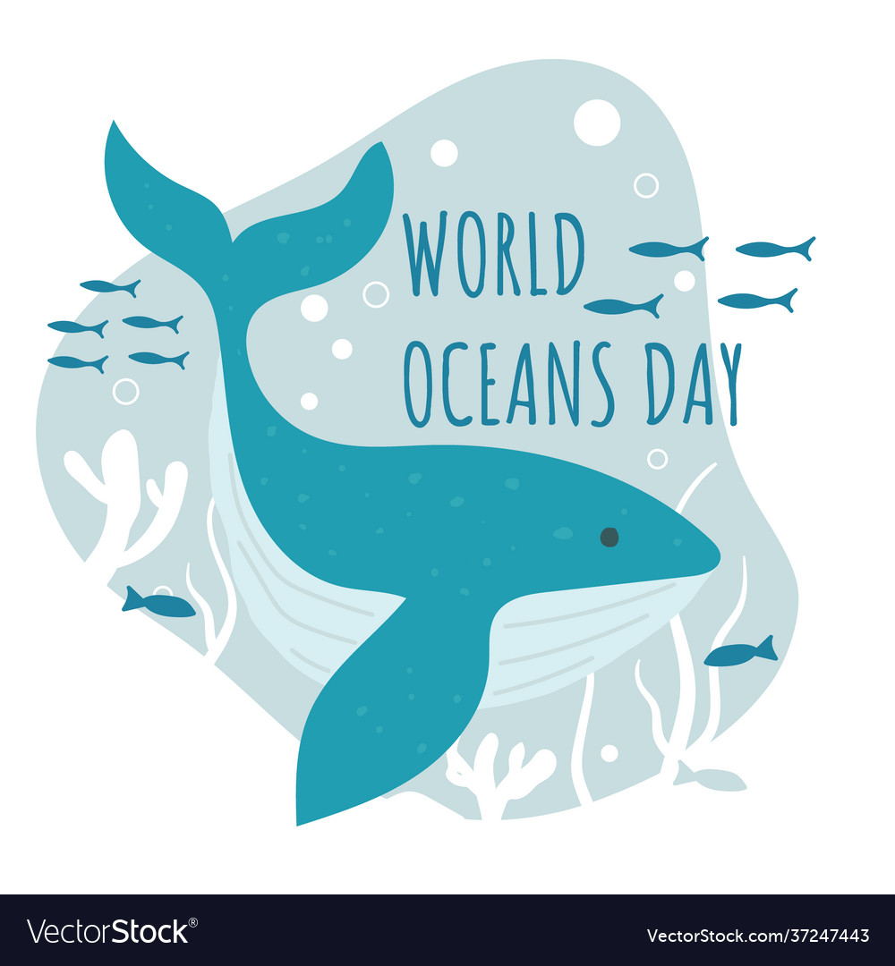 Hand drawn world oceans day concept Royalty Free Vector