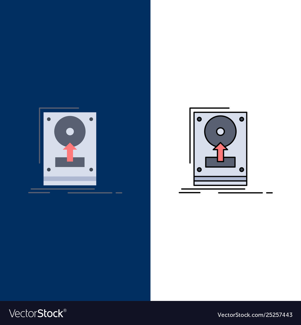 Install drive hdd save upload flat color icon vector image Install drive hdd save upload flat color icon