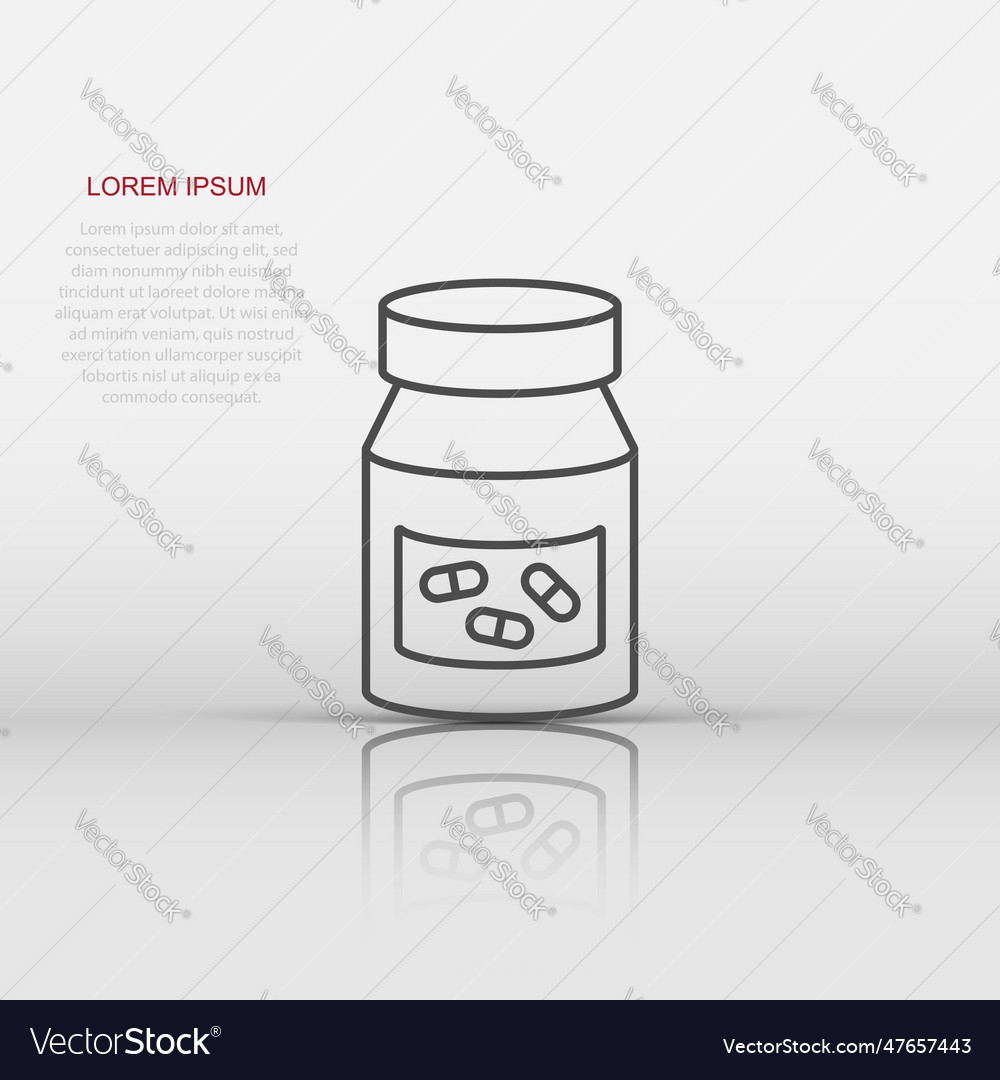 Pill Bottle Medication Icon - Flat Style