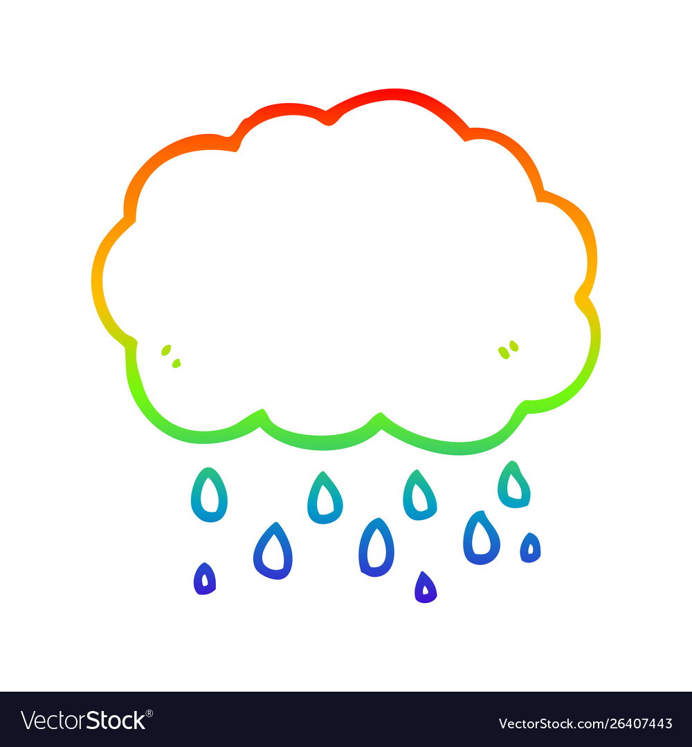 Rainbow gradient line drawing cartoon cloud